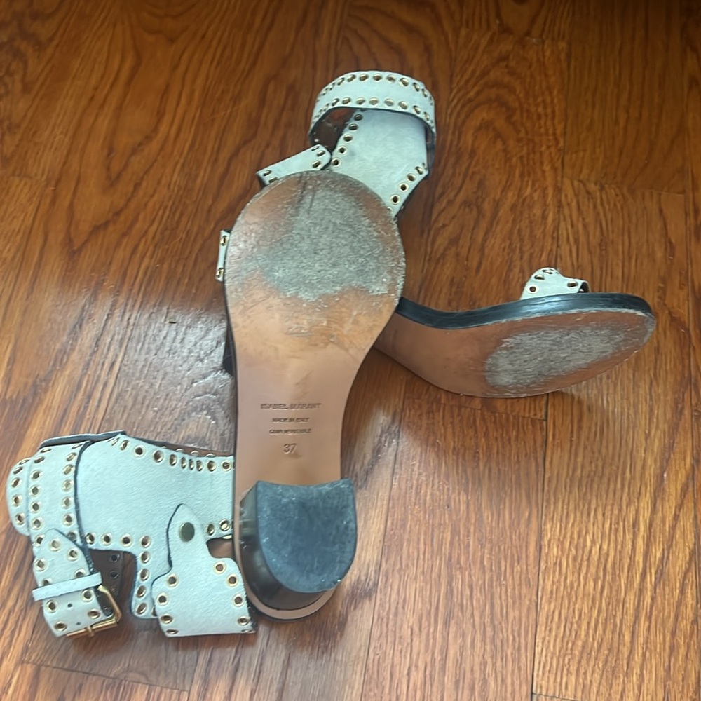 Isabel Marant Beige Studded Ankle-Strap Sandals - Picture 3 of 3